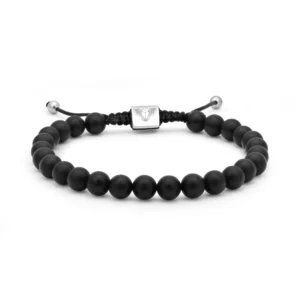 Handmade Matt Black Achat bead bracelet with silver – Premium mineral bracelet, perfect for stylish and elegant looks.